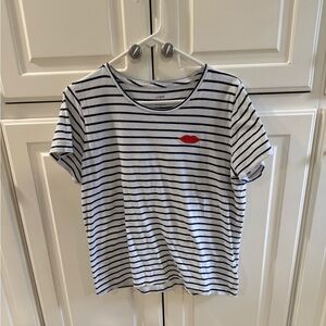 J. Crew White & Navy Striped Collector Tee